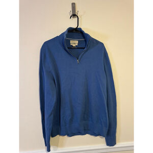 Men's Banana Republic Blue Cotton Cashmere 1/4 Zip Sweater L